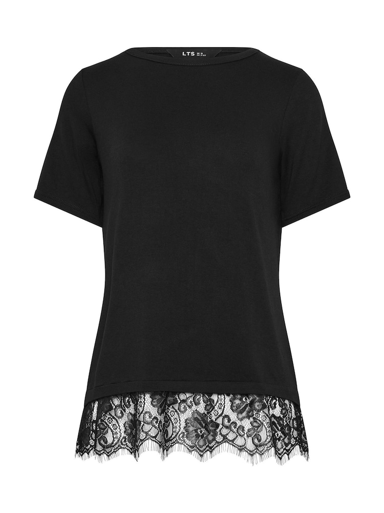 Long Tall Sally Black Lace Hem T-Shirt - Image 5 of 5