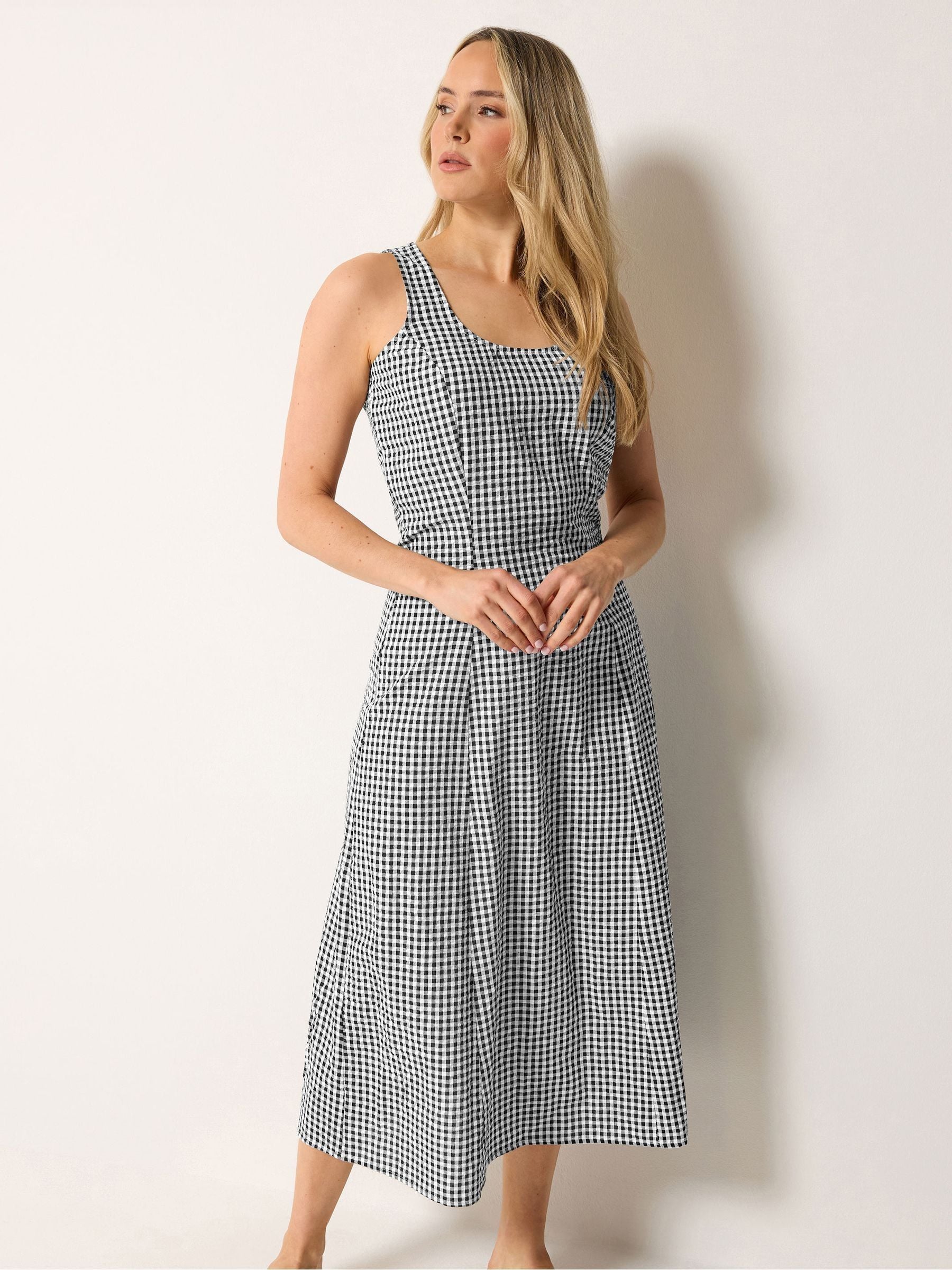 Long Tall Sally Women's Black Tall Gingham Midi Dress In | Size: 24 - Image 2