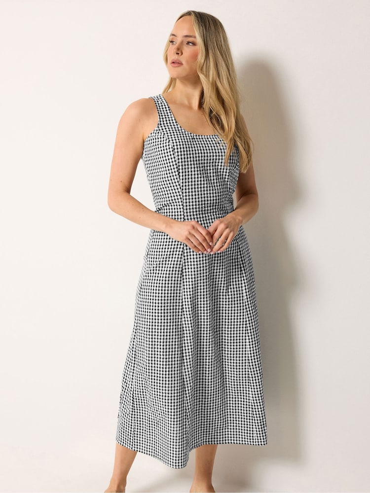 Long Tall Sally Black Gingham Sleeveless Pleated Midaxi Dress - Image 1 of 6 Long Tall Sally Black Gingham Sleeveless Pleated Midaxi Dress - Image 1 of 6