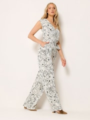 Long Tall Sally Natural Sketch Floral Jumpsuit - Image 4 of 6