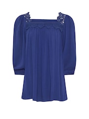 Long Tall Sally Blue Lace Square Neck Crinkle Top - Image 5 of 5