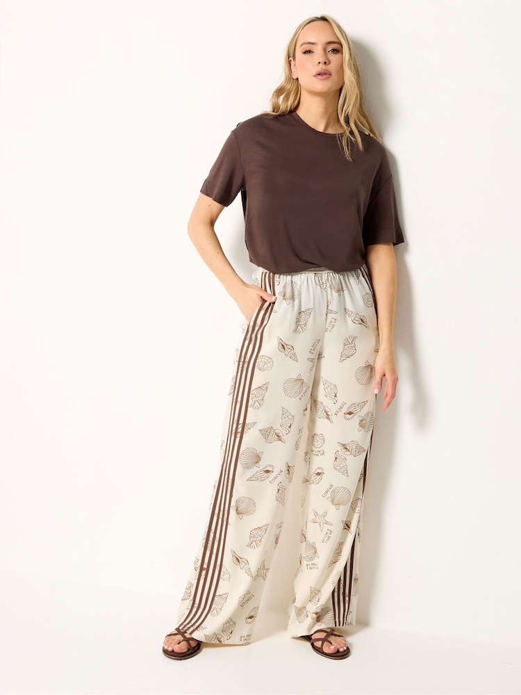 Long Tall Sally Cream Sea Shell Wide Leg Trousers - Image 1 of 4 Long Tall Sally Cream Sea Shell Wide Leg Trousers - Image 1 of 4