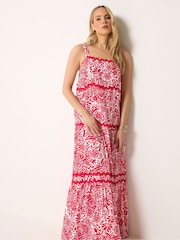 Long Tall Sally Red Floral Strappy Ric Rac Maxi Dress - Image 1 of 6