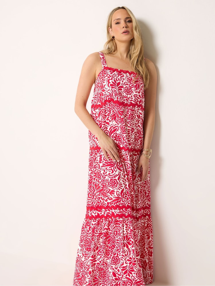 Long Tall Sally Red Floral Strappy Ric Rac Maxi Dress - Image 1 of 6 Long Tall Sally Red Floral Strappy Ric Rac Maxi Dress - Image 1 of 6