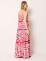 Long Tall Sally Red Floral Strappy Ric Rac Maxi Dress - Image 2 of 6