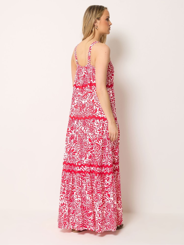 Long Tall Sally Red Floral Strappy Ric Rac Maxi Dress - Image 2 of 6 Long Tall Sally Red Floral Strappy Ric Rac Maxi Dress - Image 2 of 6