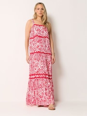 Long Tall Sally Red Floral Strappy Ric Rac Maxi Dress - Image 3 of 6