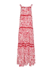 Long Tall Sally Red Floral Strappy Ric Rac Maxi Dress - Image 6 of 6