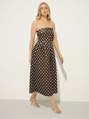Long Tall Sally Polka Dot Pleated Bardot Dress - Imagen 1 de 5