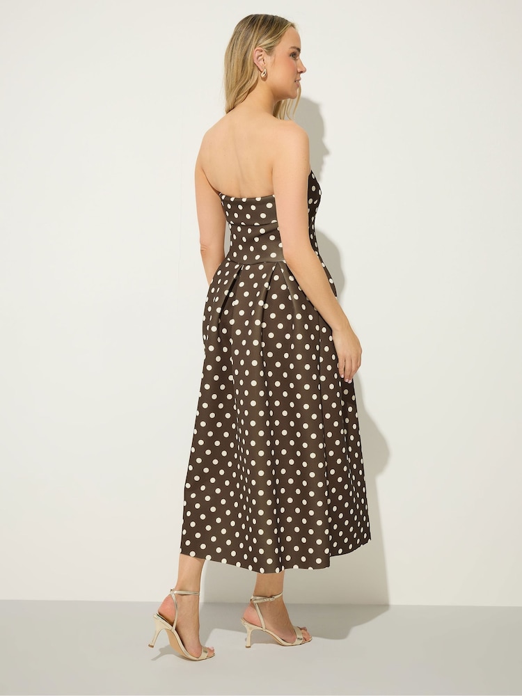 Long Tall Sally Polka Dot Pleated Bardot Dress - Imagen 2 de 5