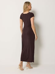 Long Tall Sally Brown Cowl Gathered Column Dress - Image 3 of 5