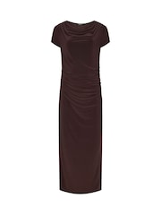 Long Tall Sally Brown Cowl Gathered Column Dress - Image 5 of 5