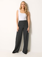 Long Tall Sally Black Pinstripe Wide Leg Trousers - Image 1 of 4