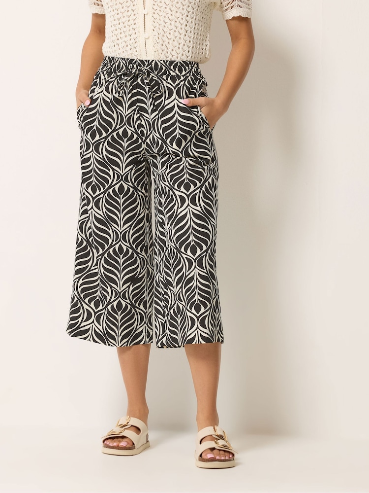 M&Co Black Petite Printed Culottes - Image 1 of 5
