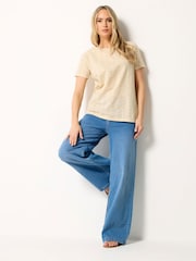 Long Tall Sally Cream Embroidered Front T-Shirt - Image 2 of 5