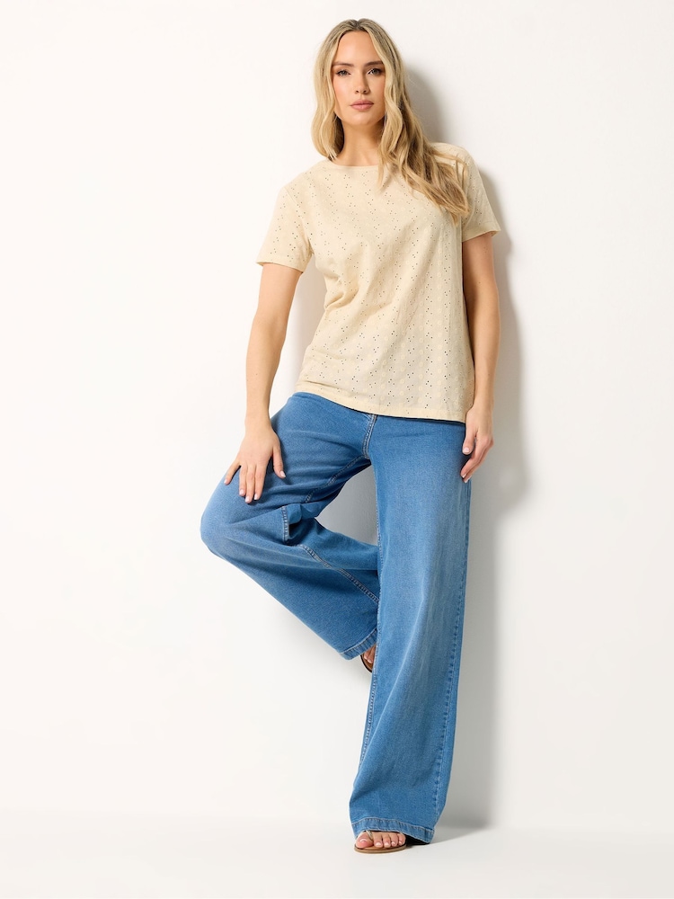 Long Tall Sally Cream Embroidered Front T-Shirt - Image 2 of 5