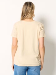 Long Tall Sally Cream Embroidered Front T-Shirt - Image 3 of 5