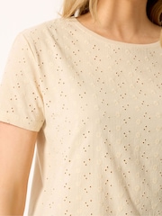 Long Tall Sally Cream Embroidered Front T-Shirt - Image 4 of 5