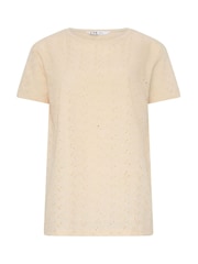 Long Tall Sally Cream Embroidered Front T-Shirt - Image 5 of 5