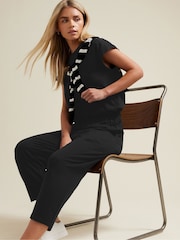 M&Co Black Elasticated Waist Cropped Hareem Trousers - Image 1 of 5