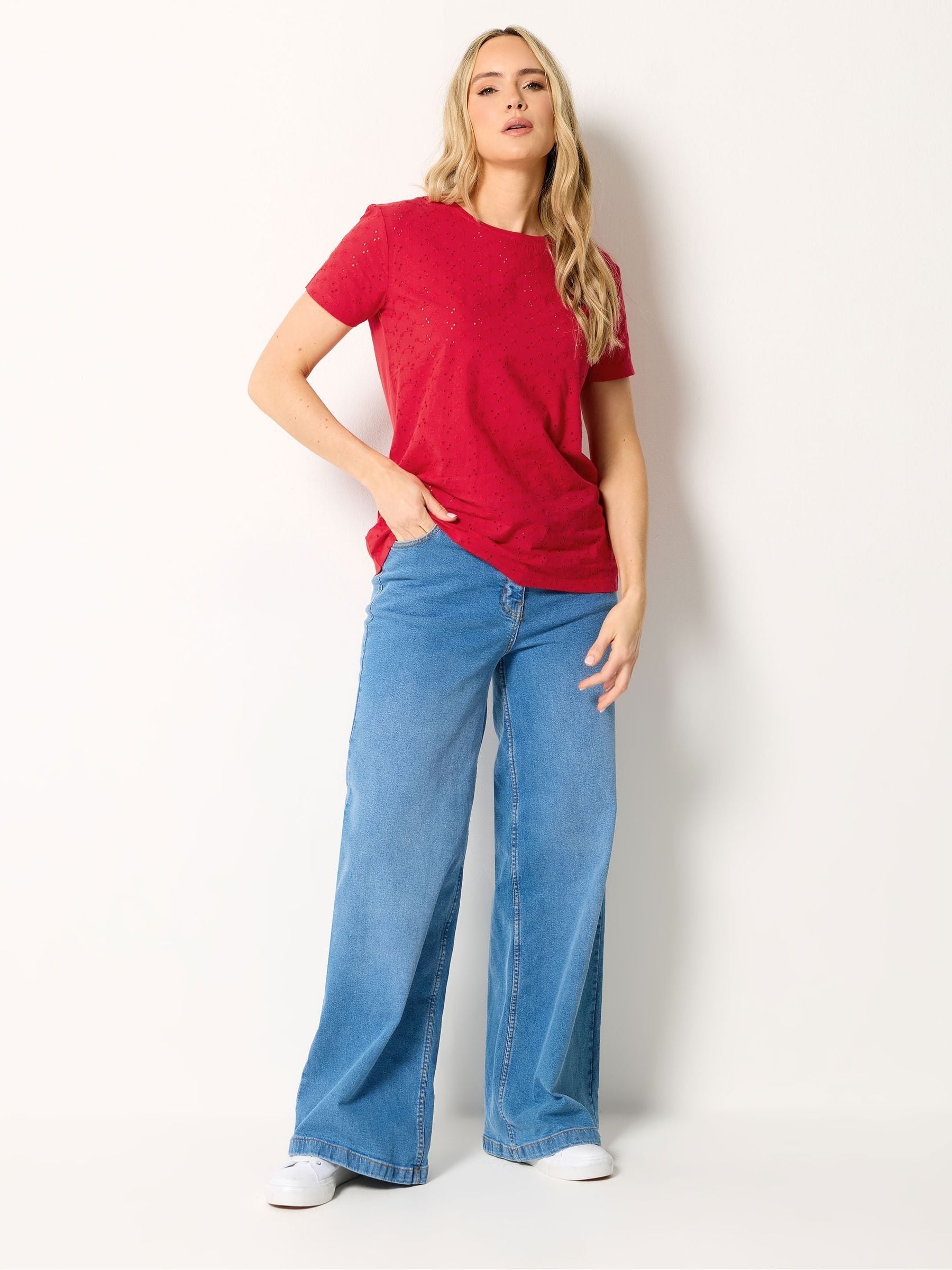 Long Tall Sally Women's Red Tall Embroide Front T-Shirt Size 16 - Image 2