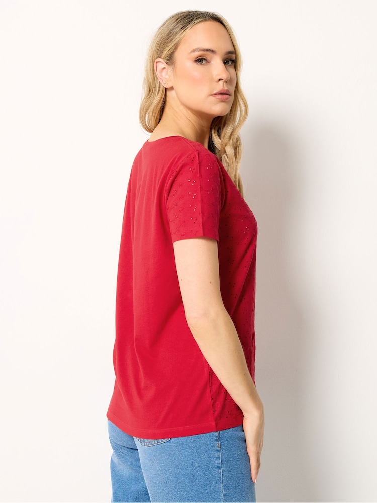 Long Tall Sally Red Embroidered Front T-Shirt - Image 2 of 5