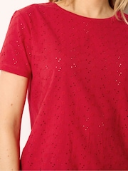 Long Tall Sally Red Embroidered Front T-Shirt - Image 3 of 5