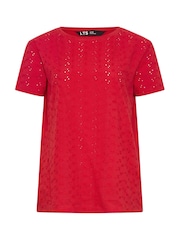 Long Tall Sally Red Embroidered Front T-Shirt - Image 5 of 5