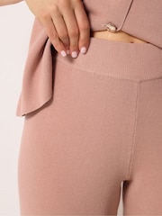 Long Tall Sally Pink Knitted Wide Leg Trousers - Image 4 of 5