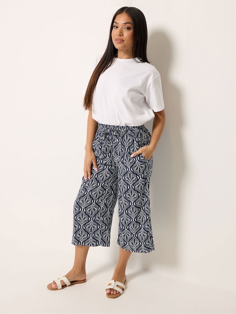 M&Co Blue Abstract Print Wide Leg Culottes - Image 2 of 5