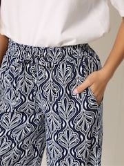 M&Co Blue Abstract Print Wide Leg Culottes - Image 4 of 5
