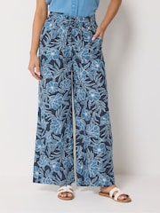 M&Co Blue Printed Wide Leg Trousers - Image 1 of 5