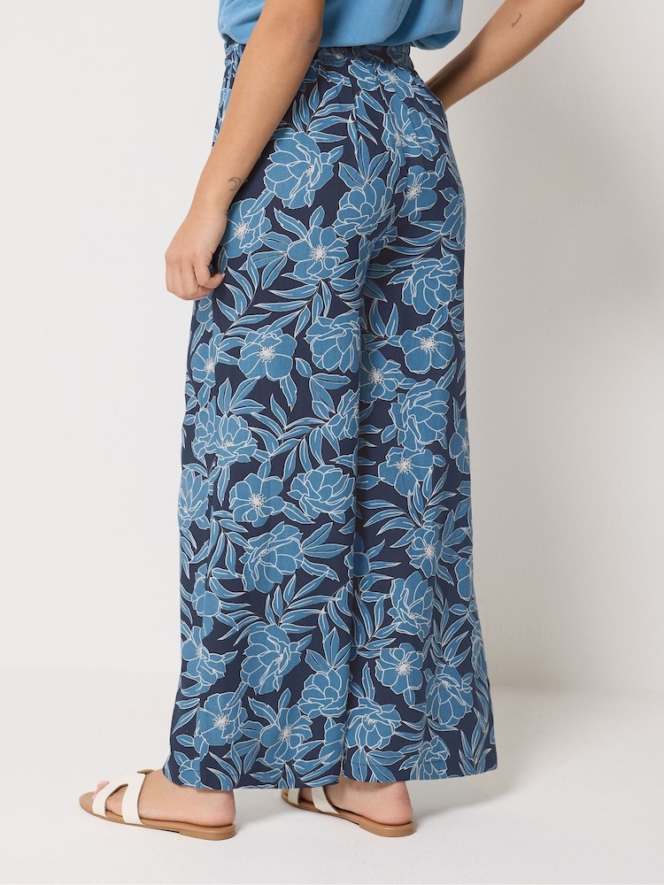 M&Co Blue Printed Wide Leg Trousers - Image 2 of 5
