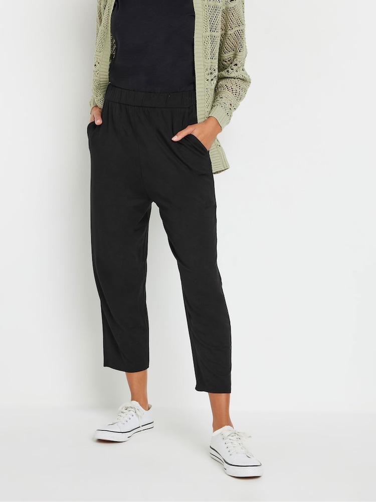 M&Co Black Elasticated Waist Cropped Hareem Trousers - Image 1 of 4