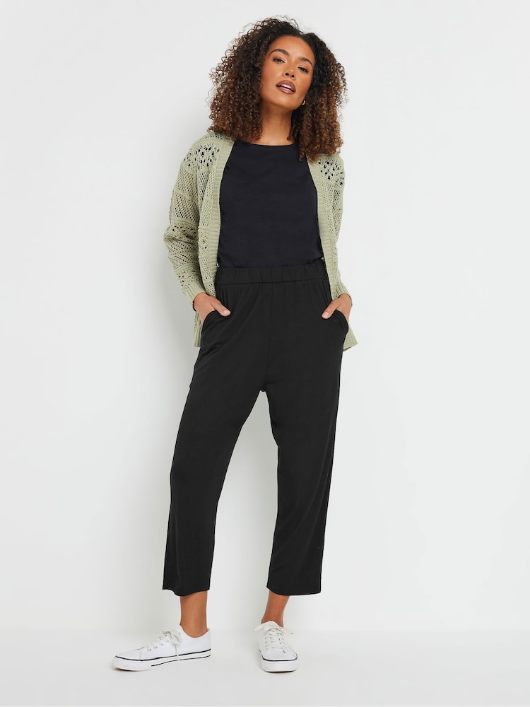 M&Co Black Elasticated Waist Cropped Hareem Trousers - Image 2 of 4