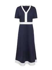 M&Co Blue Colourblock Fit And Flare Dress - Image 3 of 3