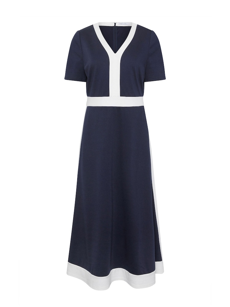 M&Co Blue Colourblock Fit And Flare Dress - Image 3 of 3