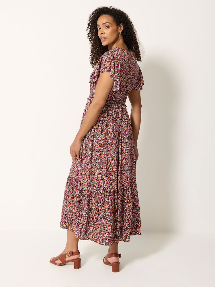 M&Co Pink Ditsy Shirred Waist Maxi Dress - Image 2 of 5