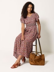 M&Co Pink Ditsy Shirred Waist Maxi Dress - Image 3 of 5