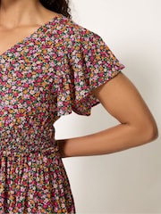 M&Co Pink Ditsy Shirred Waist Maxi Dress - Image 4 of 5