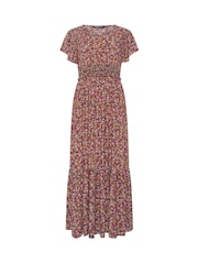 M&Co Pink Ditsy Shirred Waist Maxi Dress - Image 5 of 5