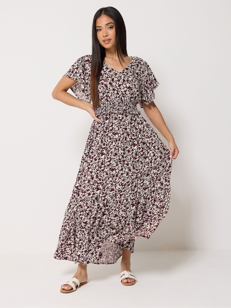 M&Co Purple Petite Printed Maxi Dress - Image 1 of 5 M&Co Purple Petite Printed Maxi Dress - Image 1 of 5