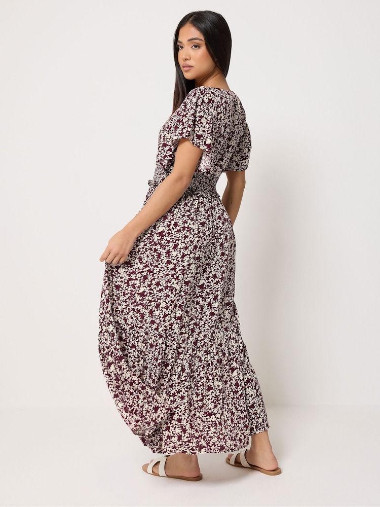 M&Co Purple Petite Printed Maxi Dress - Image 2 of 5 M&Co Purple Petite Printed Maxi Dress - Image 2 of 5