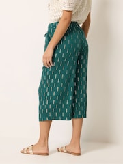 M&Co Blue Petite Foil Cropped Wide Leg Trousers - Image 3 of 5