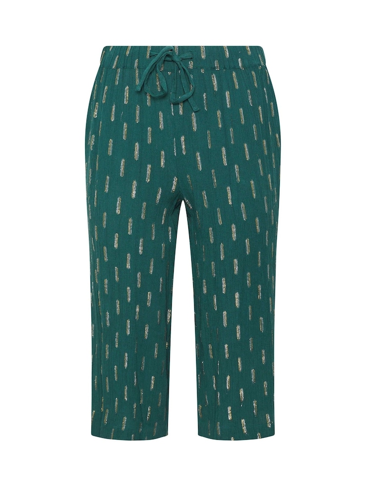 M&Co Blue Petite Foil Cropped Wide Leg Trousers - Image 5 of 5