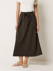 M&Co Brown Sash Waist Midi Skirt - Image 3 of 5