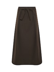 M&Co Brown Sash Waist Midi Skirt - Image 5 of 5
