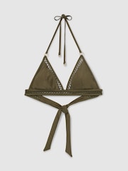 Reiss Khaki Green Hennel Shimmer Triangle Bikini Top - Image 2 of 7