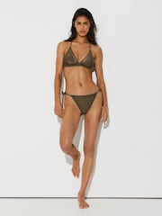 Reiss Khaki Green Hennel Shimmer Triangle Bikini Top - Image 3 of 7