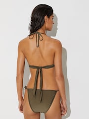 Reiss Khaki Green Hennel Shimmer Triangle Bikini Top - Image 6 of 7